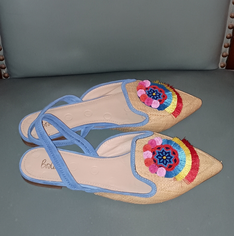 Boden Lily Embellished Multi Color   Slingback Flats Size 42
